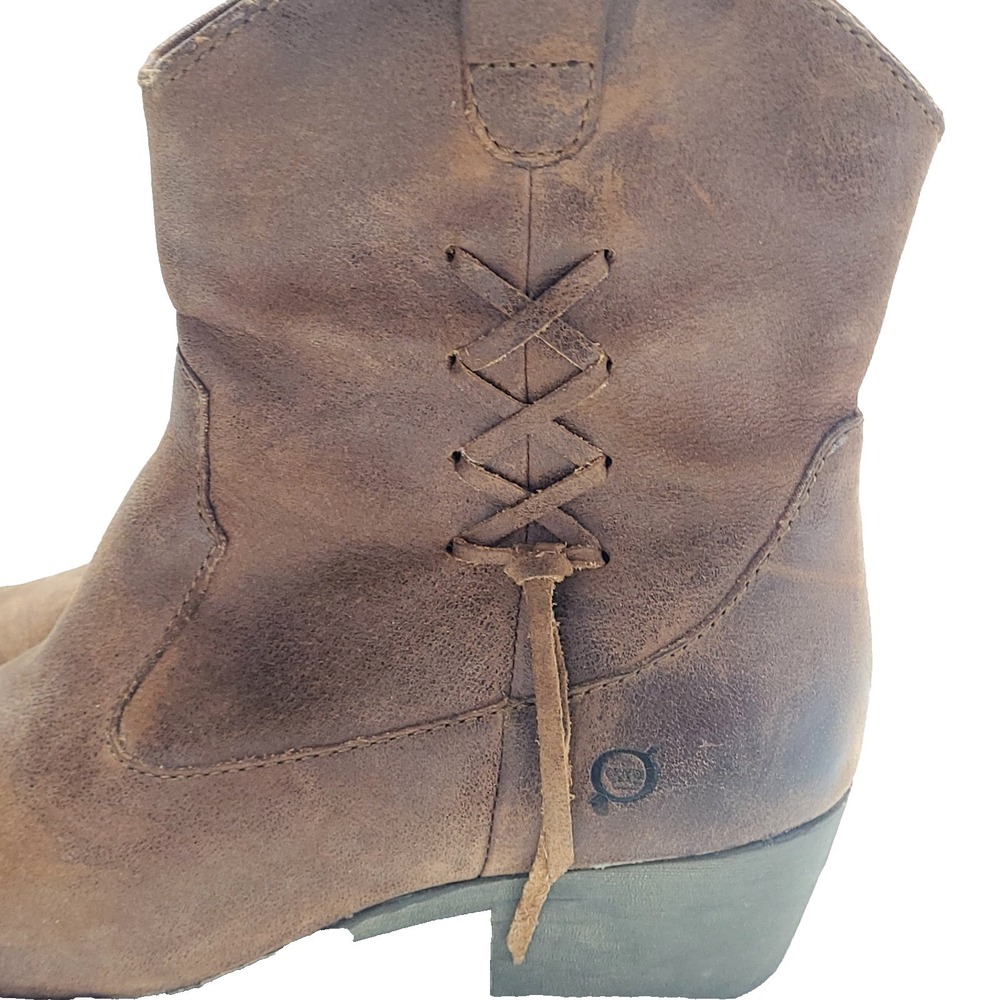 Born Karin Country Western Distressed Brown Leather Ankle Boots Womens 10 - Picture 2 of 14